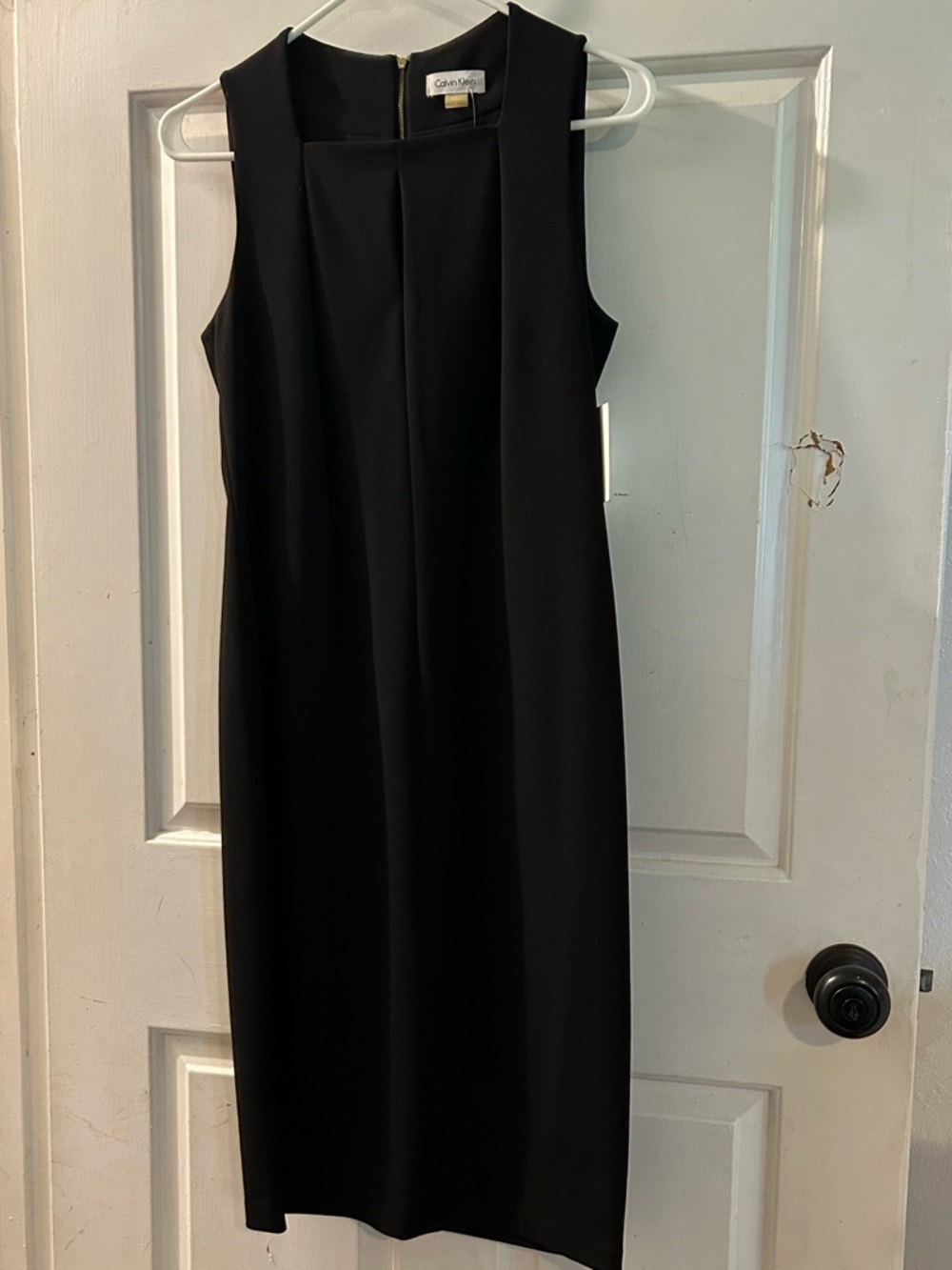 Calvin Klein Black Sleeveless Midi Shift Dress